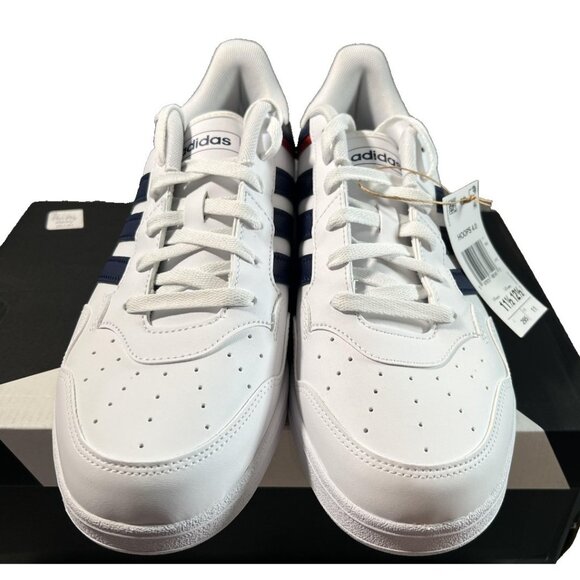 Adidas Hoops 4.0 Shoes Mens Size 11.5 White Navy Red Low Top Sneaker NEW JQ9986 - Picture 4 of 10